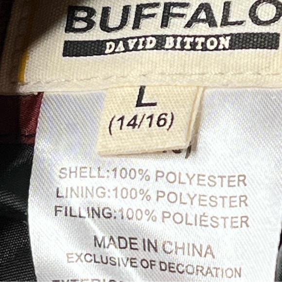 BUFFALO David Bitton Reversible Red Buffalo Plaid Fleece Vest Youth Size L 14/16 - Picture 16 of 16